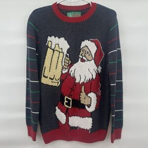Ugly Christmas Sweater Santa With A‎ Beer Unisex Size Small Holiday Party